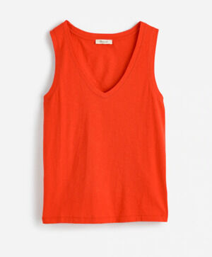 Madewell | NWT Slub Relaxed V-Neck Tank in Bright Flame | Sz M